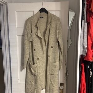 Lulu's Beige Double-Breasted Cape Coat